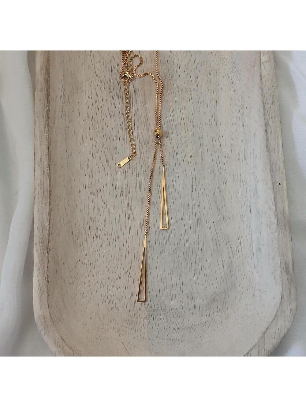 Gold Geometric Pendant Necklace | Adjustable Dainty Necklace